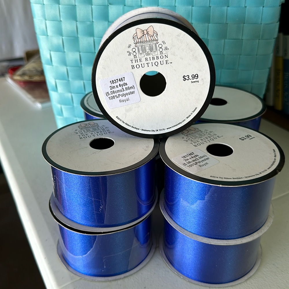 NWT 6 rolls of Ribbon Boutique Royal Blue 2 inch Wide Ribbon